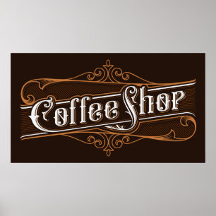 Poster Signalisation vintage de la boutique de café