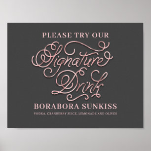 Poster Signature Boire Bar Mariage Signer