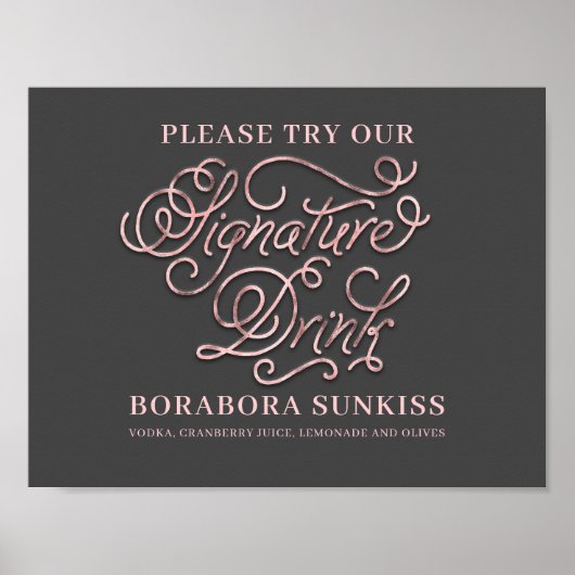 Poster Signature Boire Bar Mariage Signer (Devant)