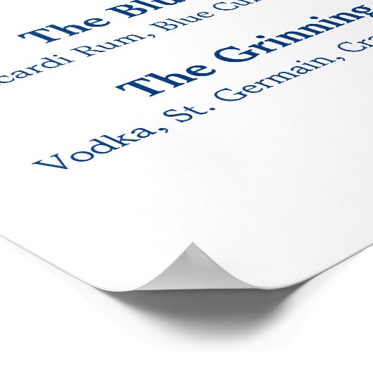 Poster Signature Boire Mariage Signal Marine Blue Calligr (Coin)