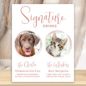 Poster Signature Boissons Animaux Mariages Rose Gold Bar