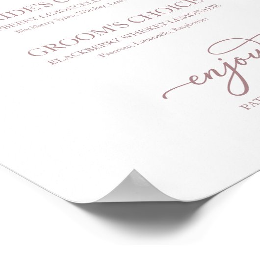 Poster Signature Boissons Chic Rose Gold Script Signer (Coin)