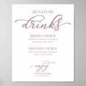 Poster Signature Boissons Chic Rose Gold Script Signer (Devant)