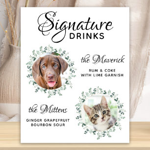 Poster Signature Boissons Cocktail Bar Chien Mariage anim