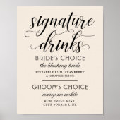 Poster Signature Boissons Crème moderne et Mariage noir (Devant)