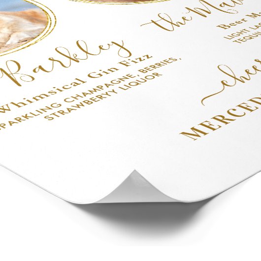 Poster Signature Boissons Custom Photo Gold Pet Mariage B (Coin)