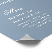 Poster Signature Boissons Dusty Blue Simple Mariage Signa (Coin)