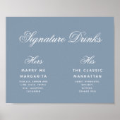 Poster Signature Boissons Dusty Blue Simple Mariage Signa (Devant)