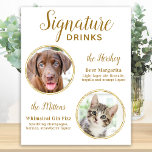 Poster Signature Boissons Elegant Gold Pet Mariage 2 Phot<br><div class="desc">Signature Cocktails de vos animaux de compagnie ! Inclure votre meilleur chien, meilleur chat et tout animal de compagnie dans votre mariage avec son bar à boissons signature pour vos invités. Parfait pour les amoureux de les chiens, et un bar spécial chien sera un succès à votre mariage. Élégant script...</div>