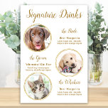 Poster Signature Boissons Elegant Gold Pet Mariage 3 Phot<br><div class="desc">Signature Cocktails de vos animaux de compagnie ! Inclure votre meilleur chien, meilleur chat et tout animal de compagnie dans votre mariage avec son bar à boissons signature pour vos invités. Parfait pour les amoureux de les chiens, et un bar spécial chien sera un succès à votre mariage. Élégant script...</div>