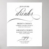 Poster Signature Boissons Élégant Script noir (Devant)