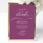 Poster Signature Boissons Élégante Cassis Rose Mariage Si<br><div class="desc">Signature Boissons Élégante Cassis Rose Mariage Signal</div>