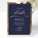 Poster Signature Boissons Élégante Marine Bleu Mariage Si<br><div class="desc">Signature Boissons Élégante Marine Bleu Mariage Signal</div>