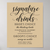 Poster Signature Boissons Kraft moderne et Script noir (Devant)
