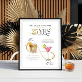 Poster Signature Boissons Mariage Anniversaire Cocktail M