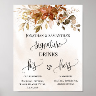 Poster Signature Boissons Mariage Automne Automne Eucalyp