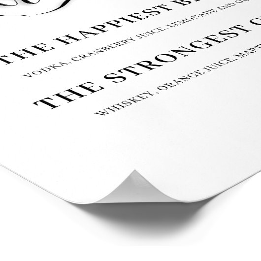 Poster Signature Boissons Mariage Bar Signer (Coin)