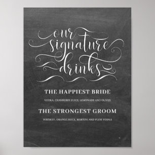 Poster Signature Boissons Mariage Bar Signer