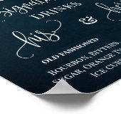 Poster Signature Boissons Mariage Fleurs de vin Panneau d (Coin)