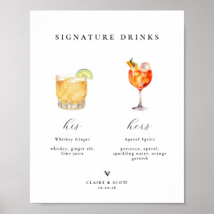 Poster Signature Boissons Mariage - Panneau