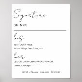 Poster Signature Boissons Mariage Party Bar Menu Ses Orei (Devant)