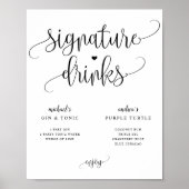 Poster Signature Boissons Mariage Signet Calligraphie rus (Devant)