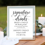 Poster Signature Boissons Moderne Noir Blanc Mariage Scri<br><div class="desc">Le poster design moderne et chic en noir et blanc mariage Signature Boissons présente un design typographique noir élégant avec des accents de script de calligraphie audacieux et un texte personnalisé élégant qui peut être personnalisé avec le choix de marié et marié des boissons et des ingrédients énumérés.</div>