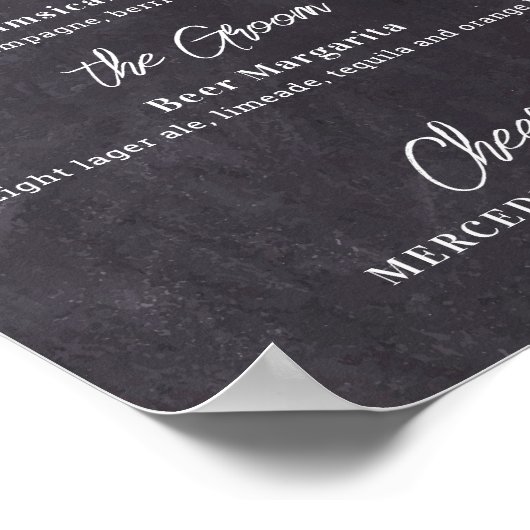 Poster Signature Boissons Personnalisées Rustic Mariage B (Coin)