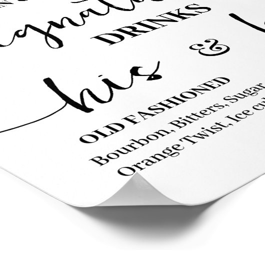 Poster Signature Boissons Réception de mariage Eucalyptus (Coin)