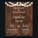 Poster Signature Boissons Réception de mariage Signal rus<br><div class="desc">Ajoutez du libellé à la conception, pour des modifications supplémentaires (couleur de police, style de police, supprimer ou déplacer des éléments, modifier le libellé *Les mots Signature, Son et Hers ne sont pas modifiables mais la couleur peut être changée), cliquez sur personnaliser, faites défiler vers le bas et cliquez sur...</div>