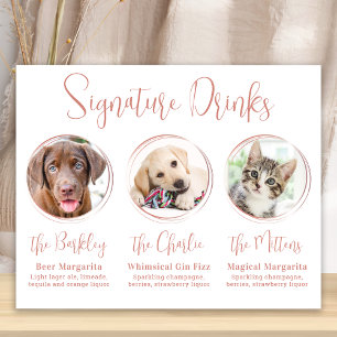 Poster Signature Boissons Rose Gold 3 Photo Pet Mariage