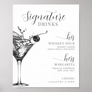 Poster Signature Boissons Ses Hers Bride Groom Cocktail B