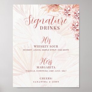 Poster Signature Boissons Ses Hers Bride Groom Cocktail B
