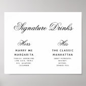 Poster Signature Boissons Simple Noir & Blanc Mariage Sig (Devant)