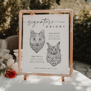 Poster Signature Chat moderne Boissons Mariage Bar pour a