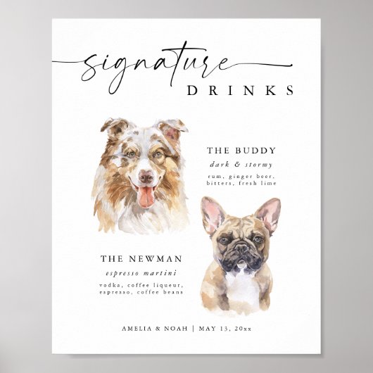 Poster Signature Chien moderne Boissons Mariage Bar Anima (Devant)