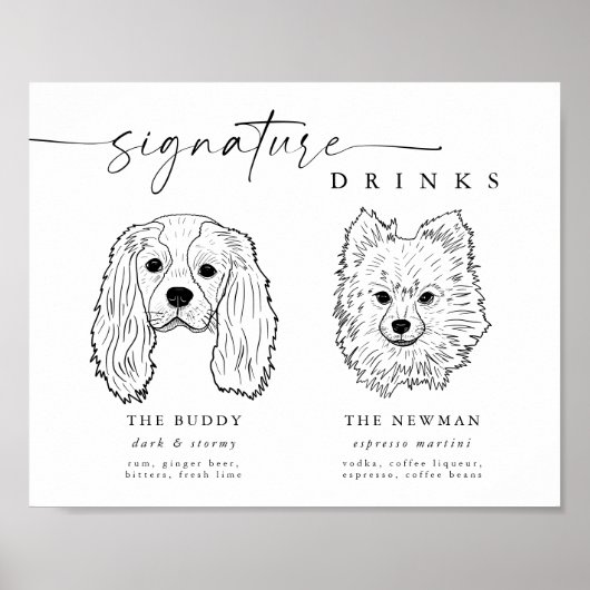 Poster Signature Chien moderne Boissons Mariage Bar Anima (Devant)