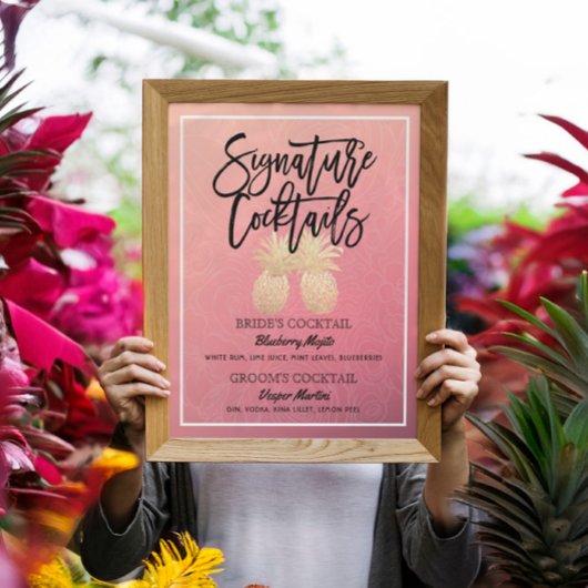 Poster Signature Cocktail Boisson Menu Mariage Décor Post