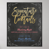 Poster Signature Cocktail Boisson Menu Mariage Décor Sign (Devant)
