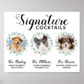 Poster Signature Cocktails Animaux Mariages 3 Photos Bar  (Devant)