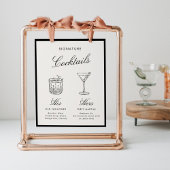Poster Signature Cocktails Classique Calligraphie Vieux A