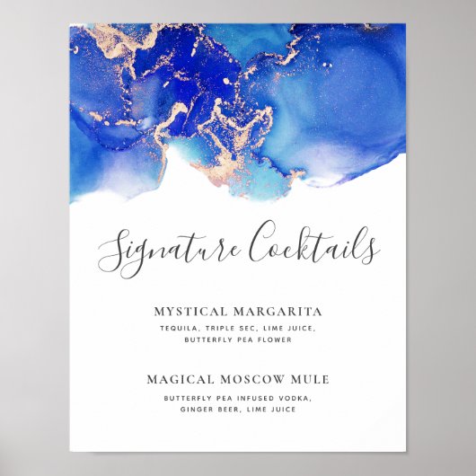 Poster Signature Cocktails Mariage Aquarelle Menu (Devant)