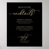 Poster Signature Cocktails Signe noir Script or (Devant)