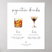 Poster Signature Cute Boissons Panneau Mariage de signatu (Devant)