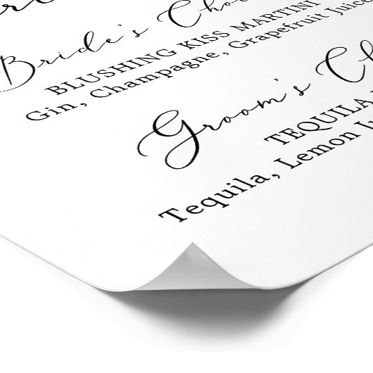 Poster Signature de calligraphie noire délicate Boissons (Coin)