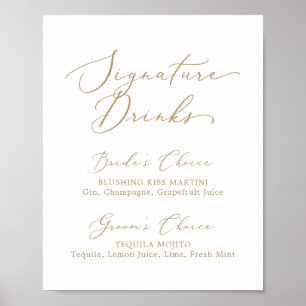 Poster Signature de calligraphie or Delicate Boissons