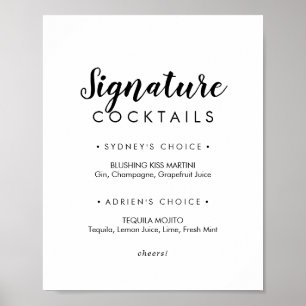 Poster Signature de calligraphie simple Cocktails Signal
