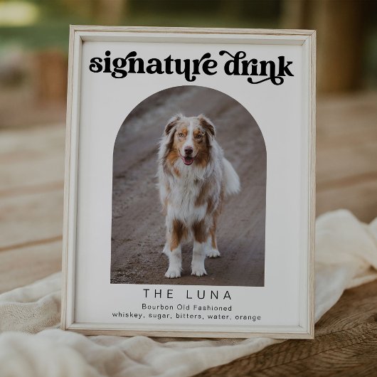 Poster signature de l'animal de compagnie rétro signe bar