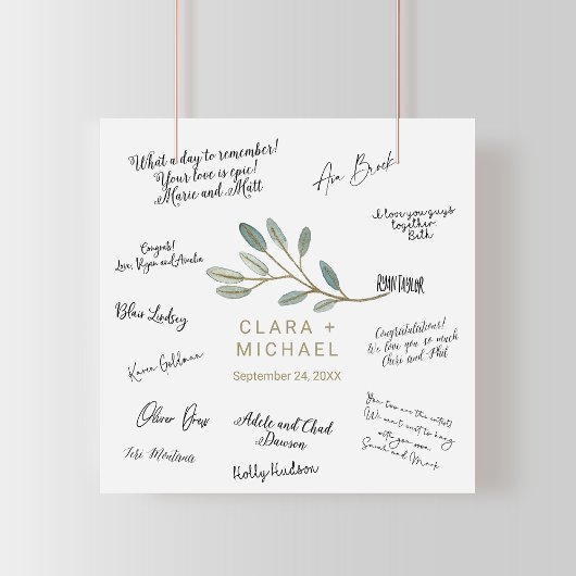 Poster Signature de l'invité Mariage d'Eucalyptus veiné o