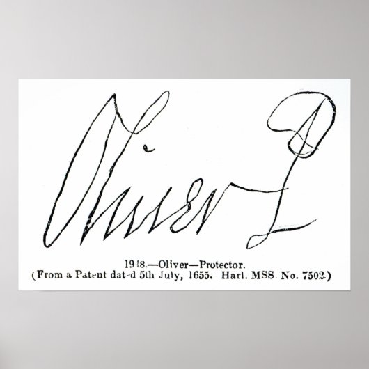Poster Signature de Oliver Cromwell Lord Protector (Devant)